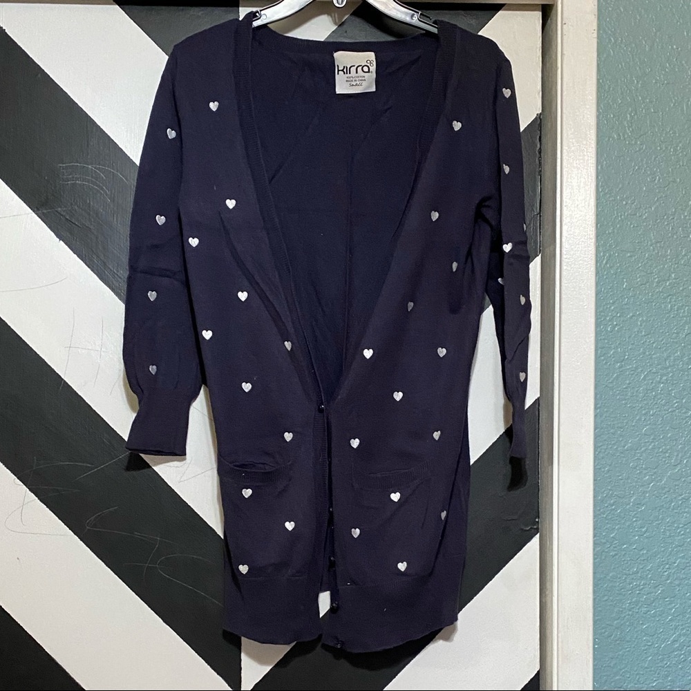 Kirra Hearts Cardigan Sweater 3/4 Sleeve Size S - Picture 5 of 9